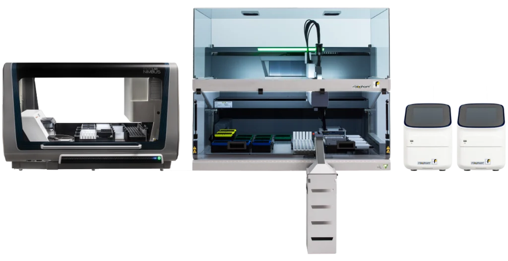 The RIDA®Jump Alliance, including the RIDA®Xtract 96, RIDA®Jump and 2 RIDA®Cycler 384s, showcasing R-Biopharm Australia's diagnostic technology