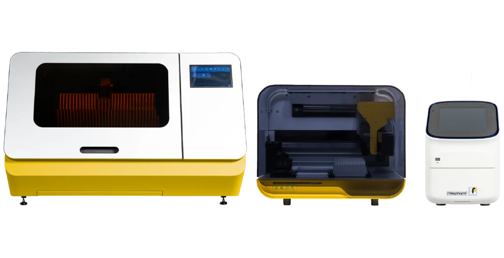 The RIDA®Xplore Alliance, including the RIDA®Xtract 24, RIDA®Xplore and RIDA®Cycler 384, showcasing R-Biopharm Australia's diagnostic technology