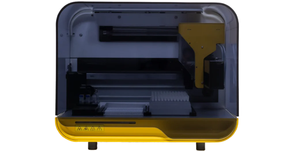 The RIDA®Xplore. It is predominantly dark glass at the front with a white back and yellow base
