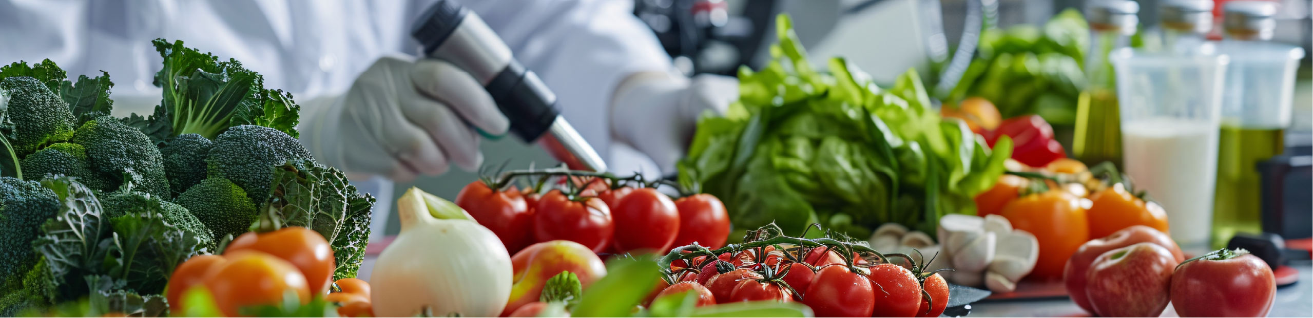 a scientists in a lab analyses food samples