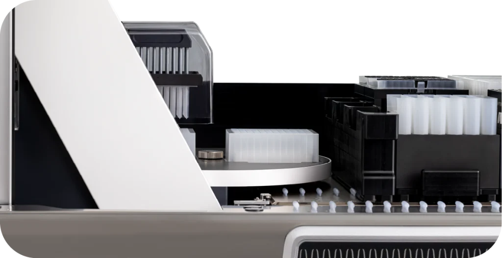 The internal components of a RIDA®Xtract 96, an instrument used to conduct RIDA®Xtract 96 DNA/RNA Kit tests