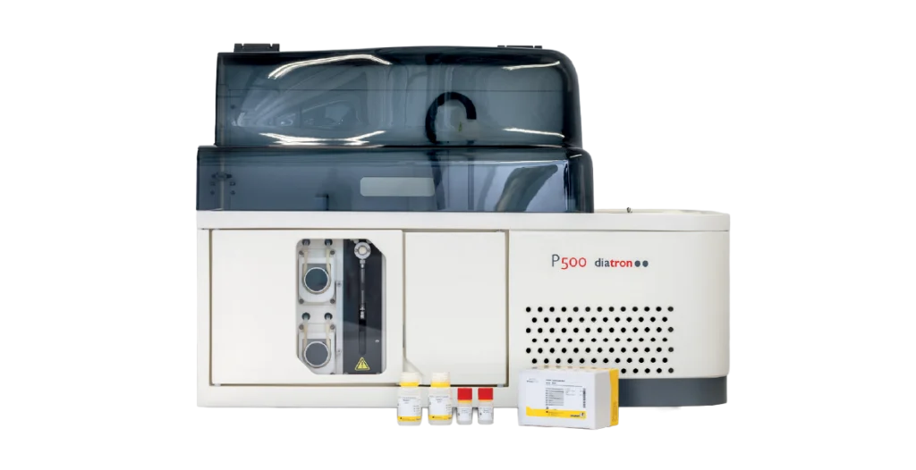 a large white rectangular instrument with a dark glass dome on top, part of R-Biopharm Australia's Food and Feed Analysis technology portfolio
