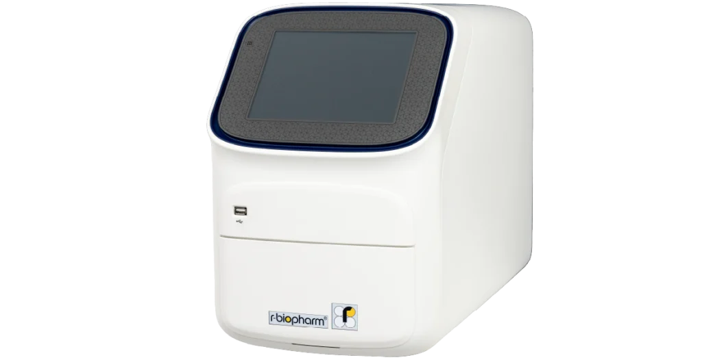The RIDA®Cycler 384, a small, rectangular white box with a dark screen at the top
