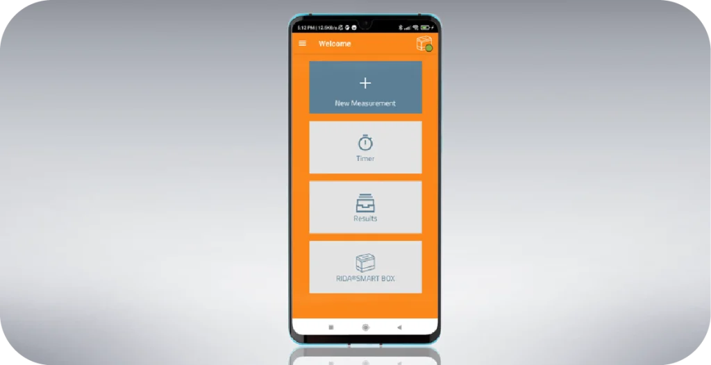 a phone screen displaying the home screen of the RIDA®SMART App Mycotoxin interface