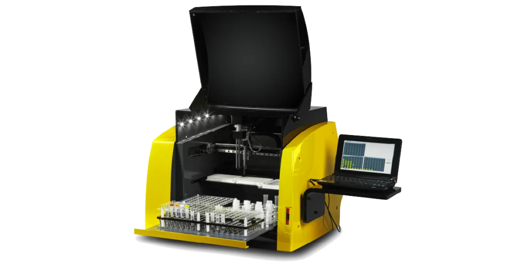 The ThunderBolt® machine, a yellow and black box with a small computer attached